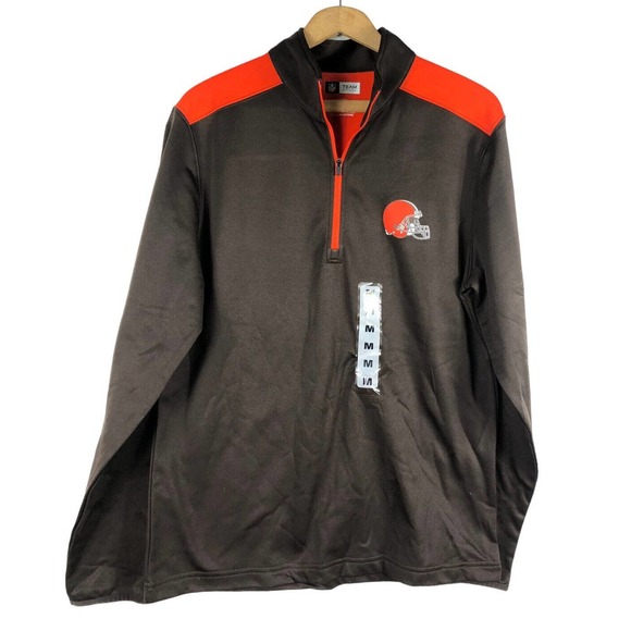 Cleveland Browns 1/4 Zip Pullover Medium Mens Knit NFL Shirt Light Jacket NEW - Picture 1 of 6